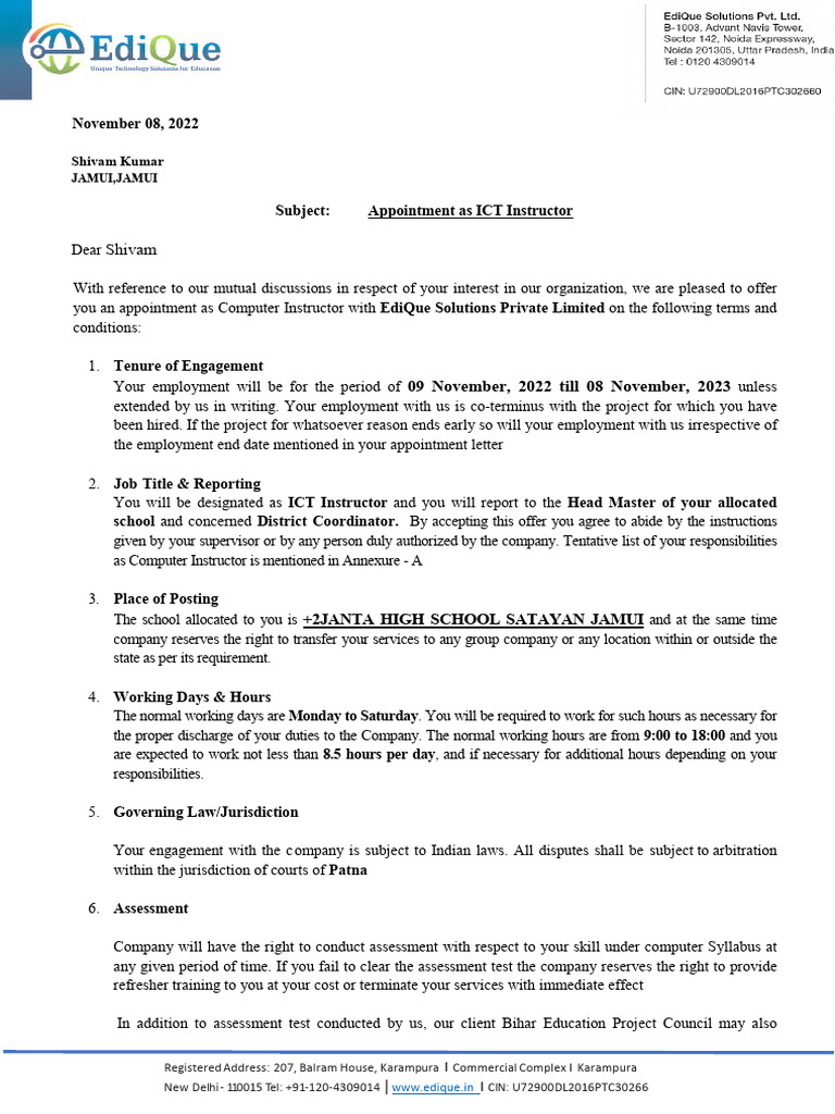 Offer Letter | PDF