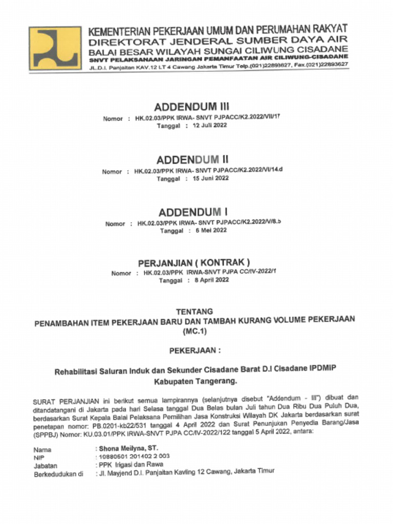 Addendum III (MC.1) | PDF