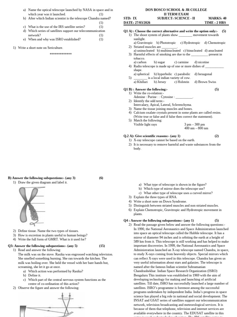 STD 9 Science2 - Priya | PDF | Telescope | Outer Space