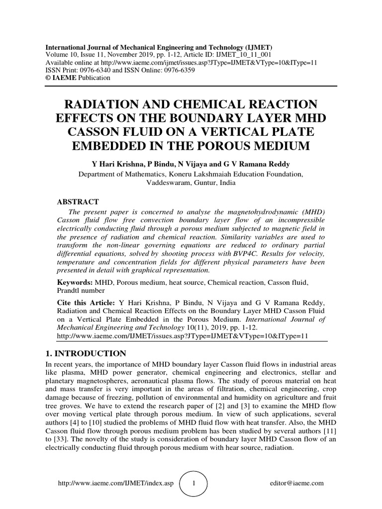 Radiation and Chemical Reaction Effects | PDF | Boundary Layer ...