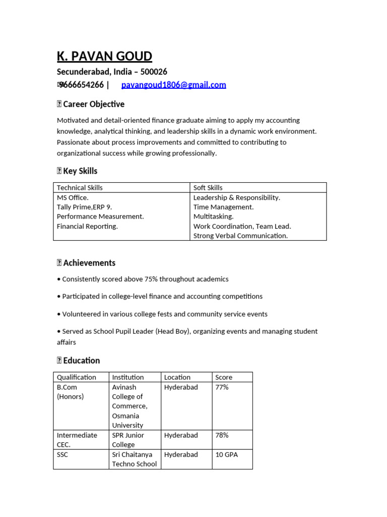 Pavan Resume | PDF