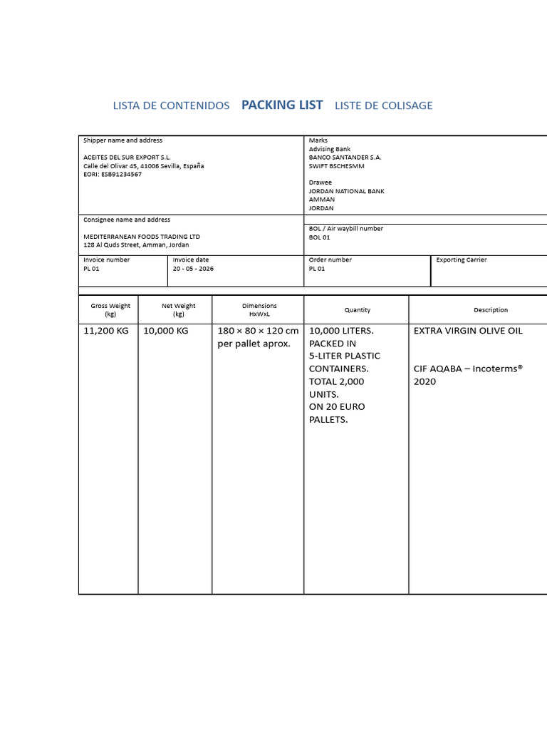 Packing List | PDF