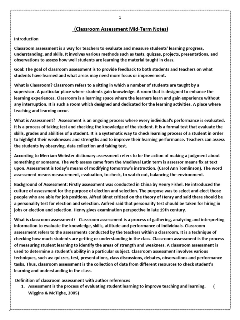 Classroom Assessment Notes | PDF | Educational Assessment | Multiple Choice