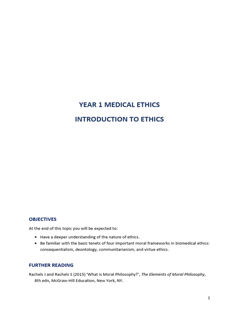 Introduction To Ethics | PDF | Virtue | Utilitarianism