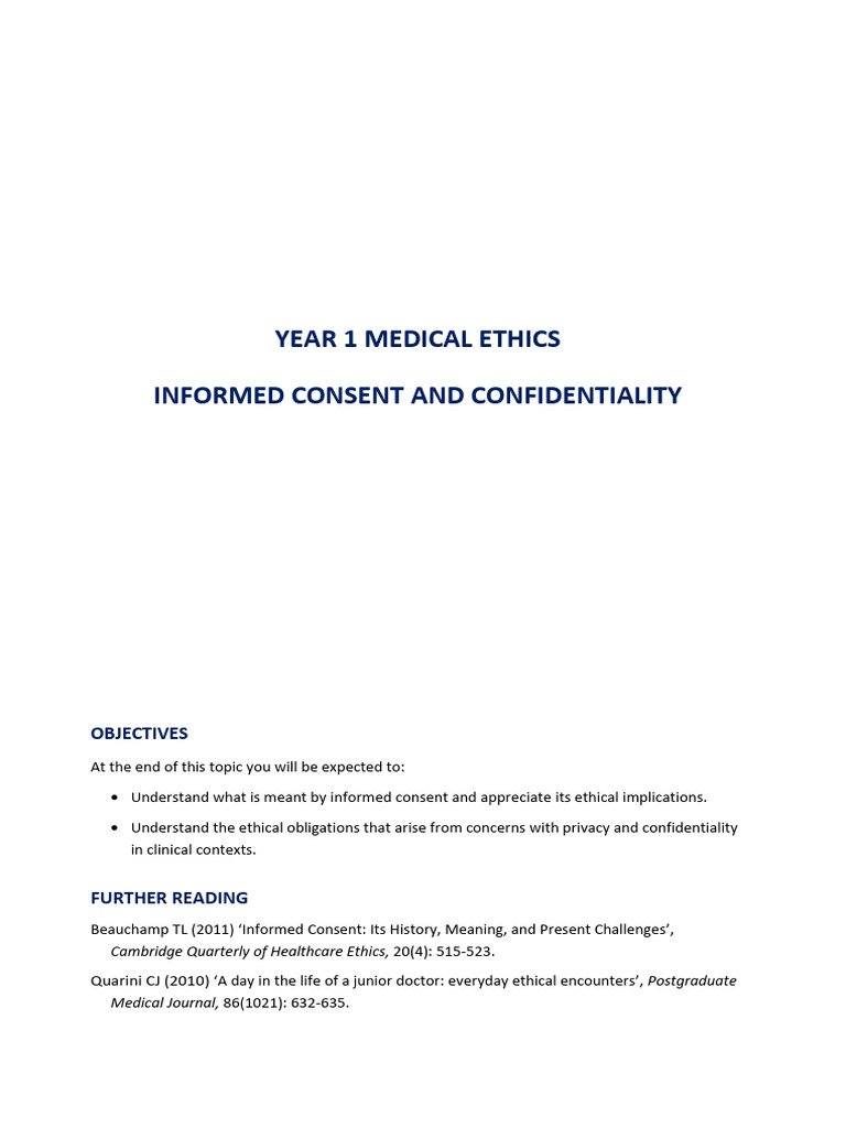 Informed Consent and Confidentiality | PDF | Informed Consent ...