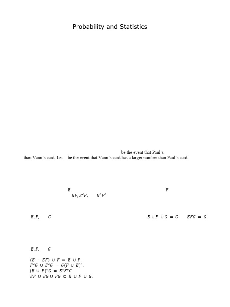 Probability and Statistics - Worksheet 1.1 | PDF | Mathematical ...