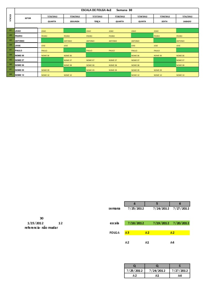 Escala de Trabalho 4x1 e Folgas | PDF