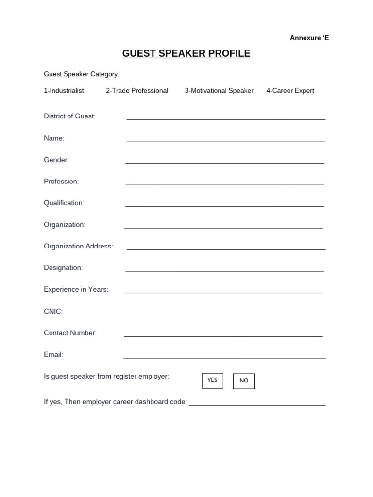 Annexure E Guest Speaker Profile) | PDF