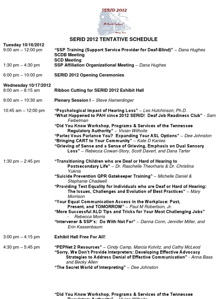 Website Full Tentative Schedule | PDF | Hearing Loss | Deafness