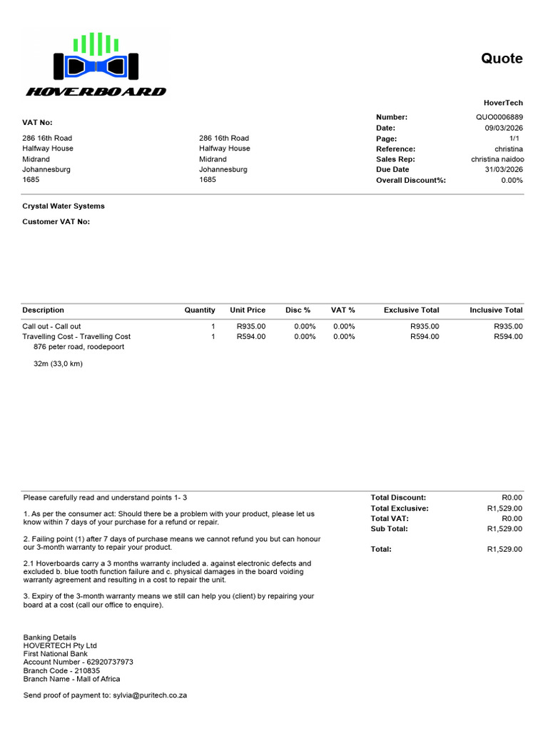 Quotation - QUO0006889 | PDF | Payments | Business Law