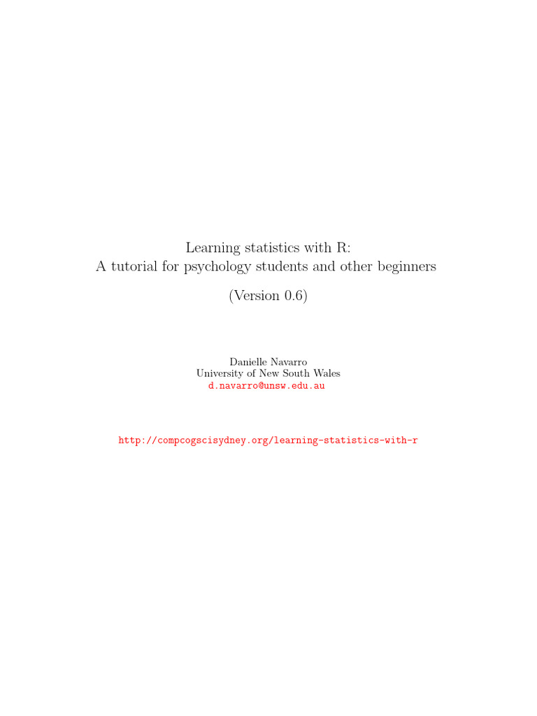Learning Statistics With R | PDF | Statistics | Analysis Of Variance