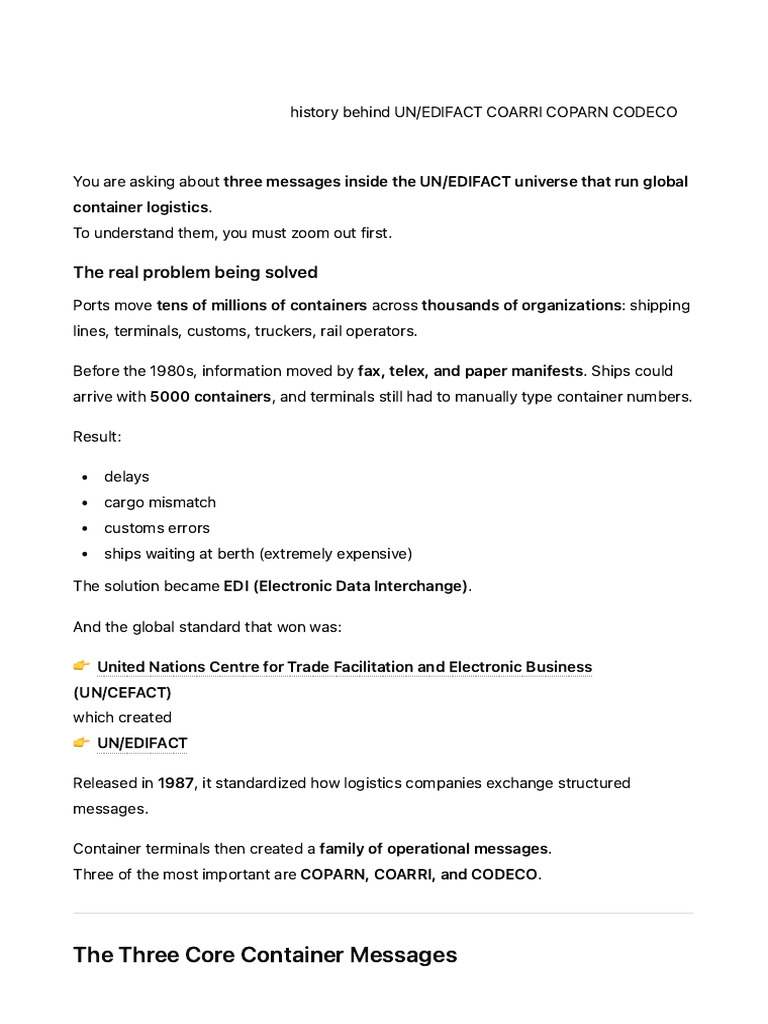 UN - EDIFACT Container Messages | PDF | Computing