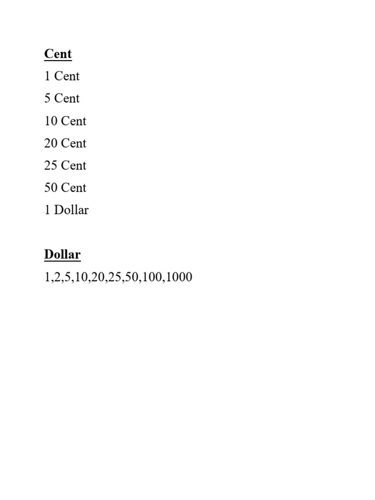 Cent and Dollar | PDF