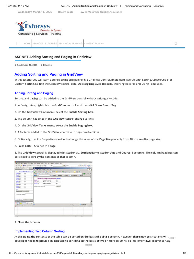 Adding Sorting and Paging in GridView | PDF | Computing | Software