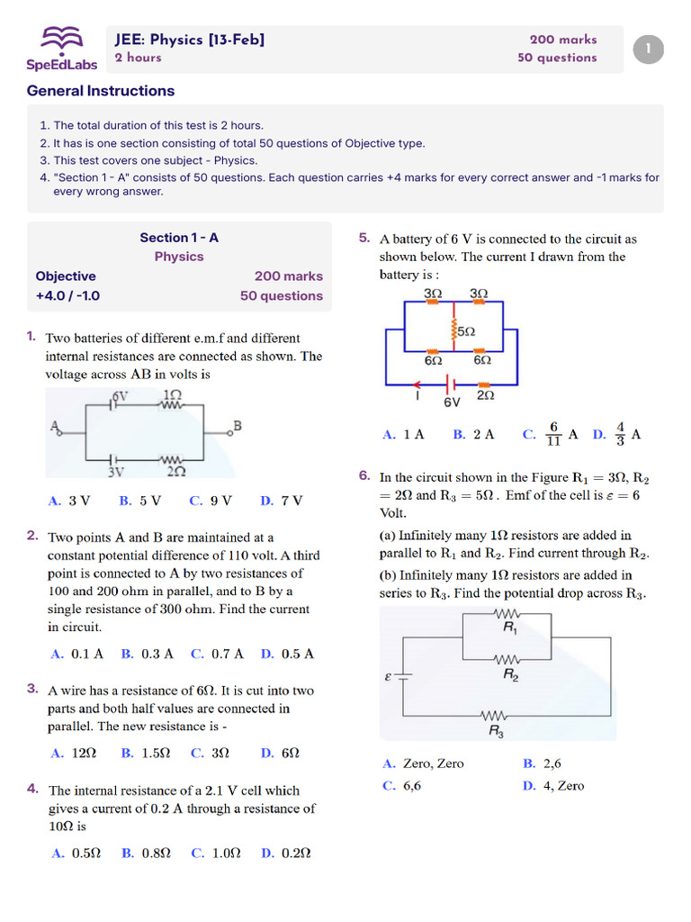 Jee Physics 13 Feb QP Default | PDF