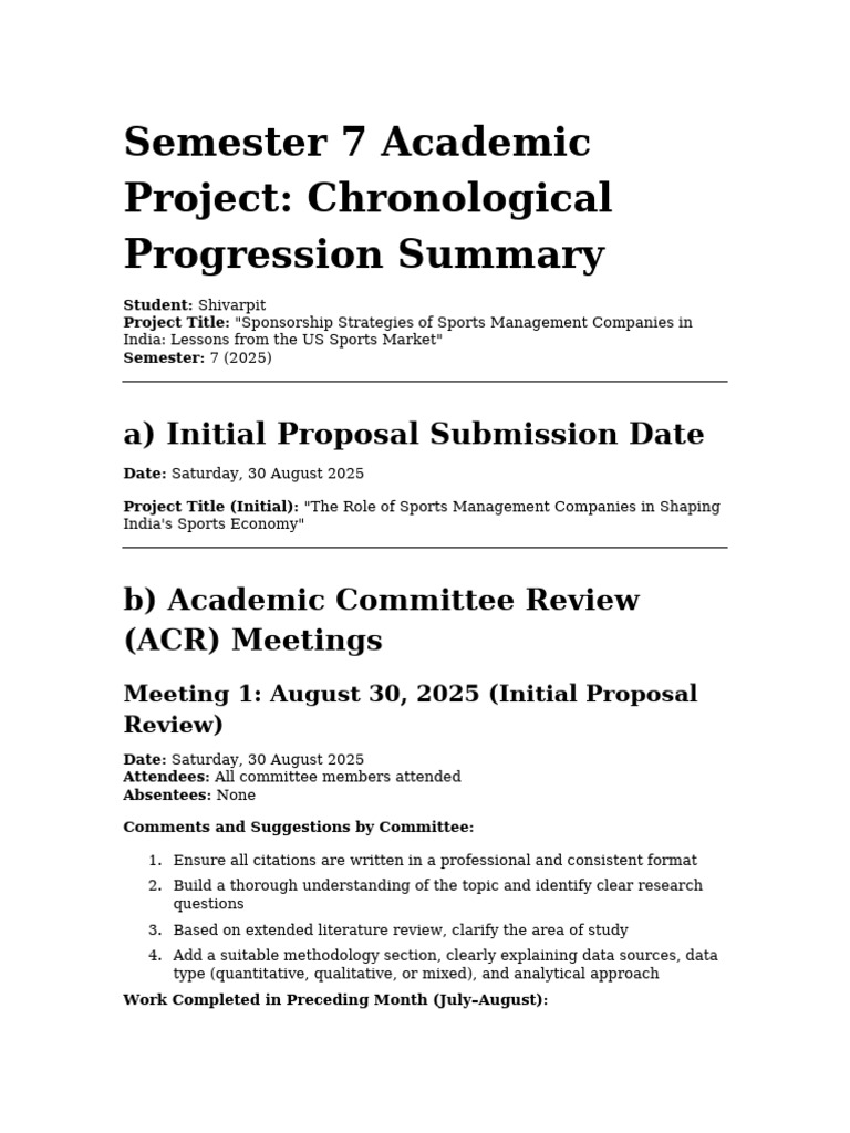 Academic Project Progression Summary | PDF | Methodology | Science