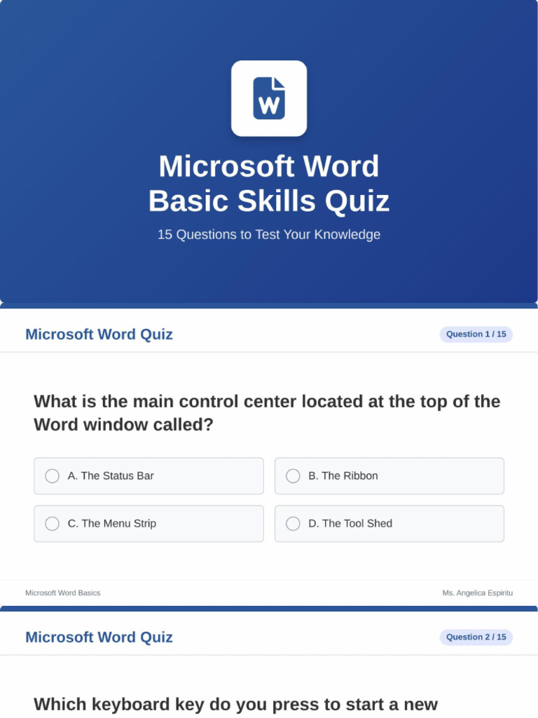 Microsoft Word Quiz | PDF