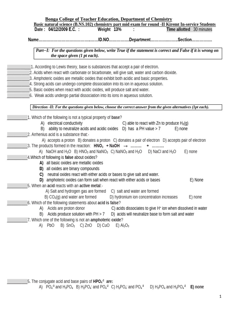 B.ns 102 Nand B.ns 101 Exam File | PDF | Electrochemistry | Anode
