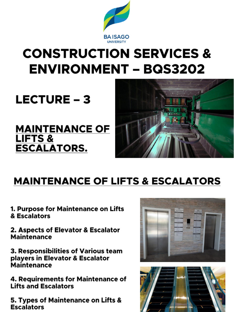 l3 - Maintenance of Lifts and Escalators | PDF | Elevator | Mechanical ...