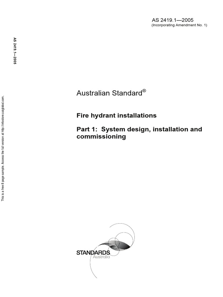 As 2419.1-2005 Fire Hydrant Installations System Design Installation ...