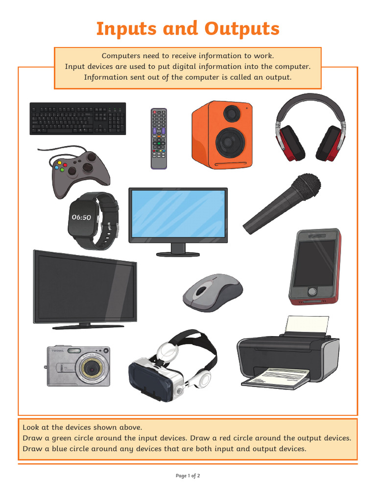 Computer Input Output Devices Activity2 (Teacher) | PDF