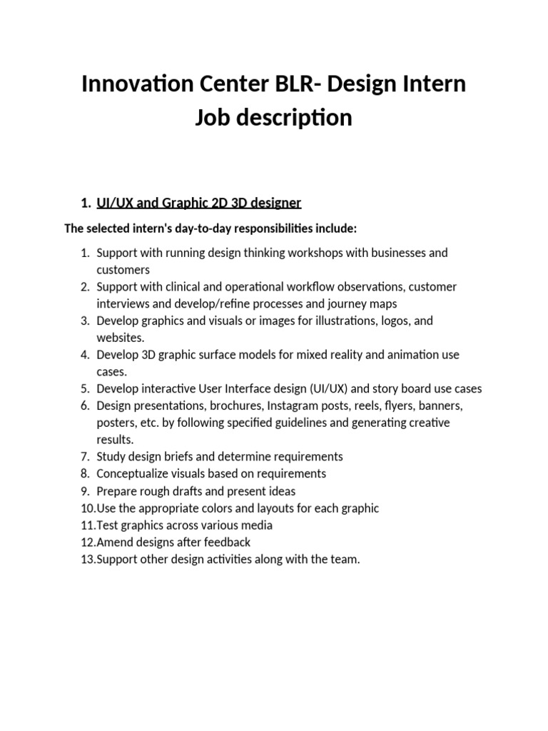 ICB Design Intern Job Description | PDF