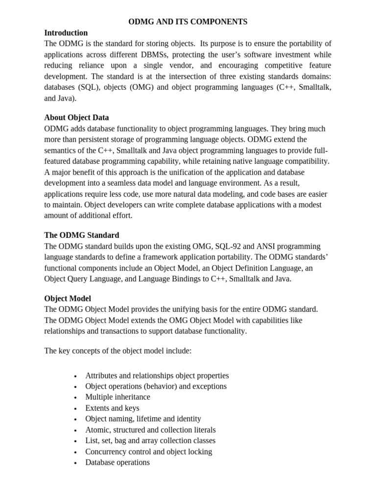 Odmg and Its Components | PDF | Databases | C++