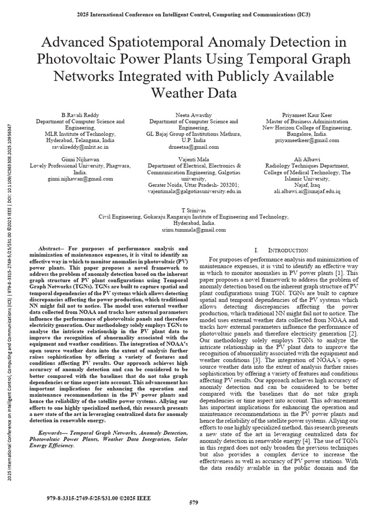 Advanced Spatiotemporal Anomaly Detection in Photovoltaic Power Plants ...
