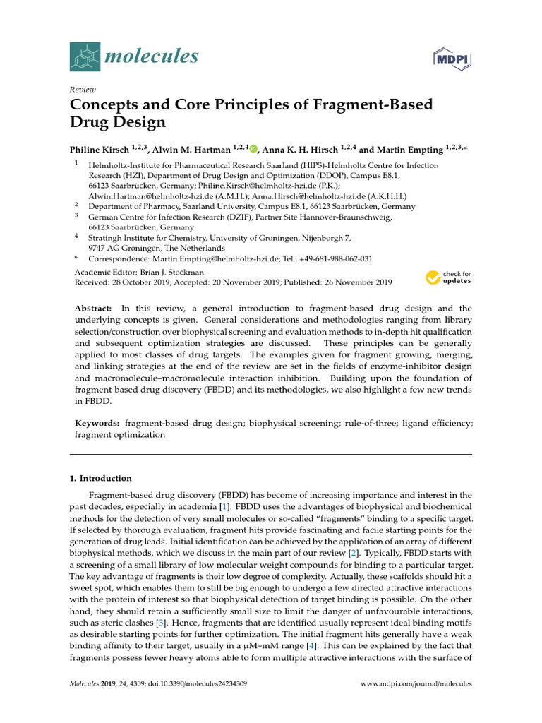 Concepts and Core Principles of FBDD | PDF | Proteins | Ligand ...