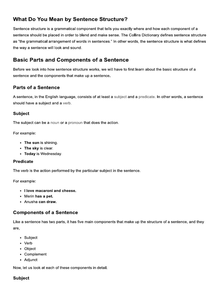 Sentence Structures | PDF