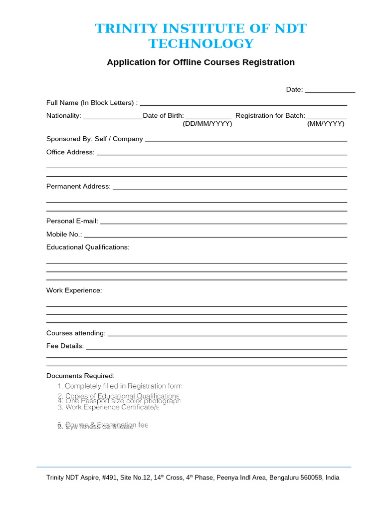 Trinity NDT Online Courses Registration | PDF