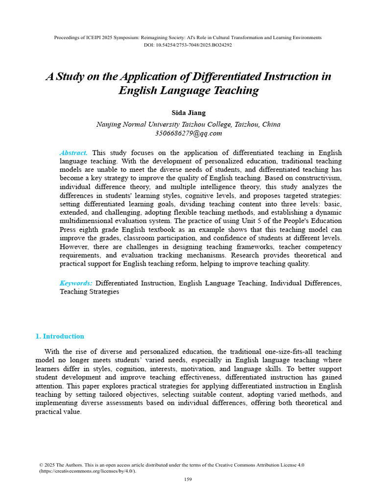 A Study On The Application of Differentiated Instr | PDF ...