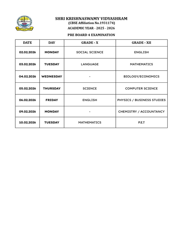 Grade X and XII Revision Schedule - 2025 - Google Sheets | PDF