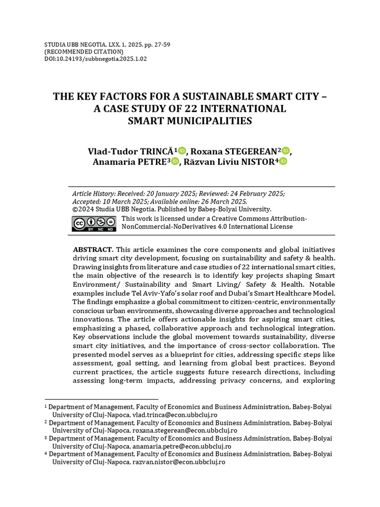 The Key Factors For A Sustainable Smart City - A C | PDF ...