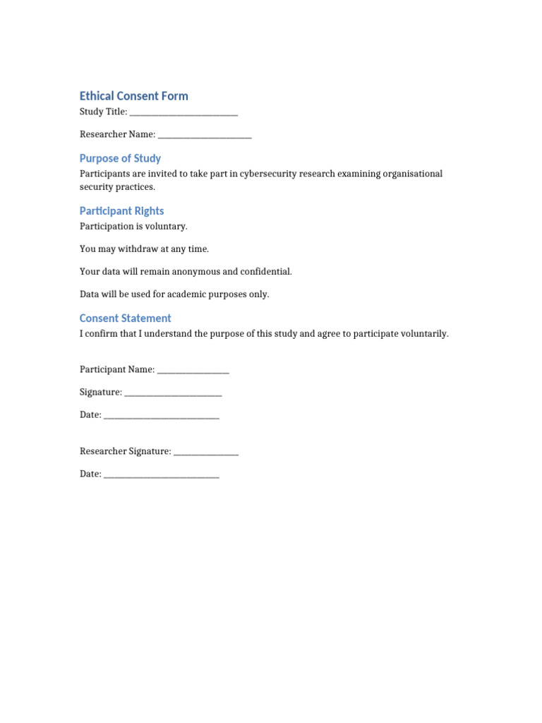 Ethical Consent Form Template | PDF