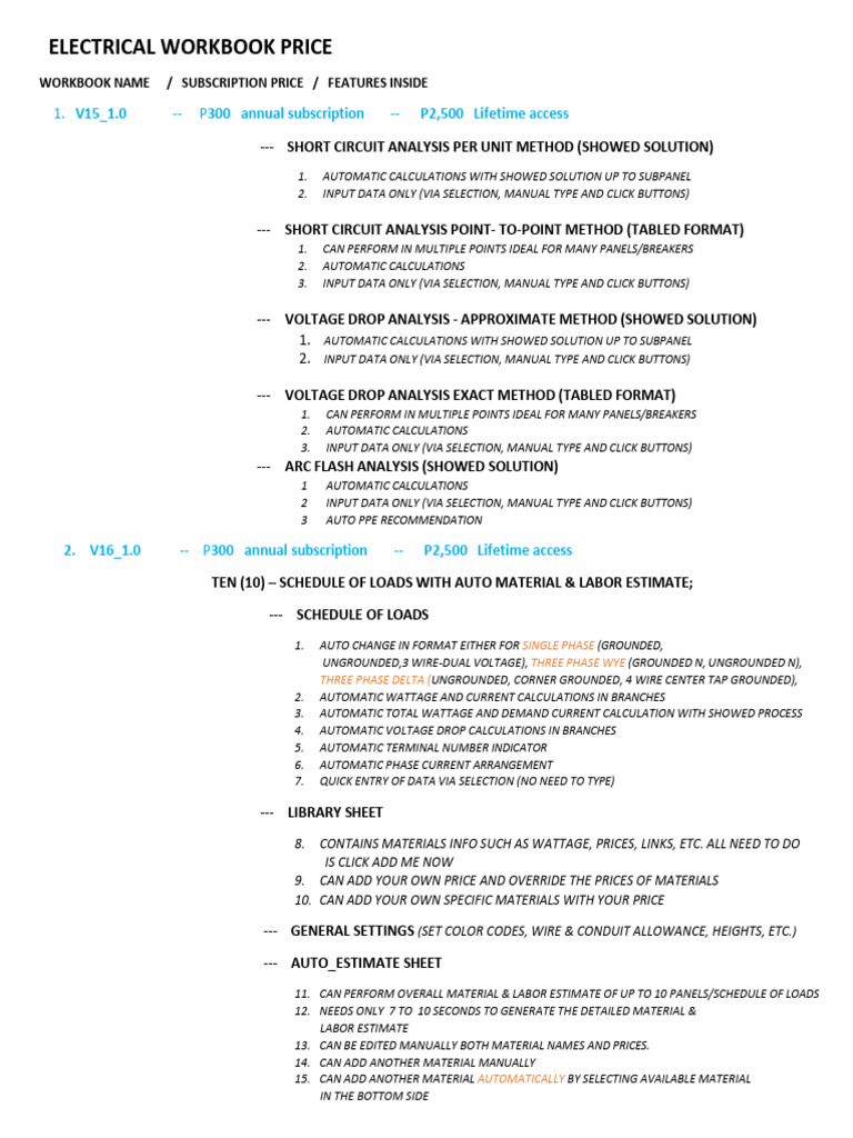 Electrical Workbook Price 1.3 | PDF | Electric Power | Network Analysis ...