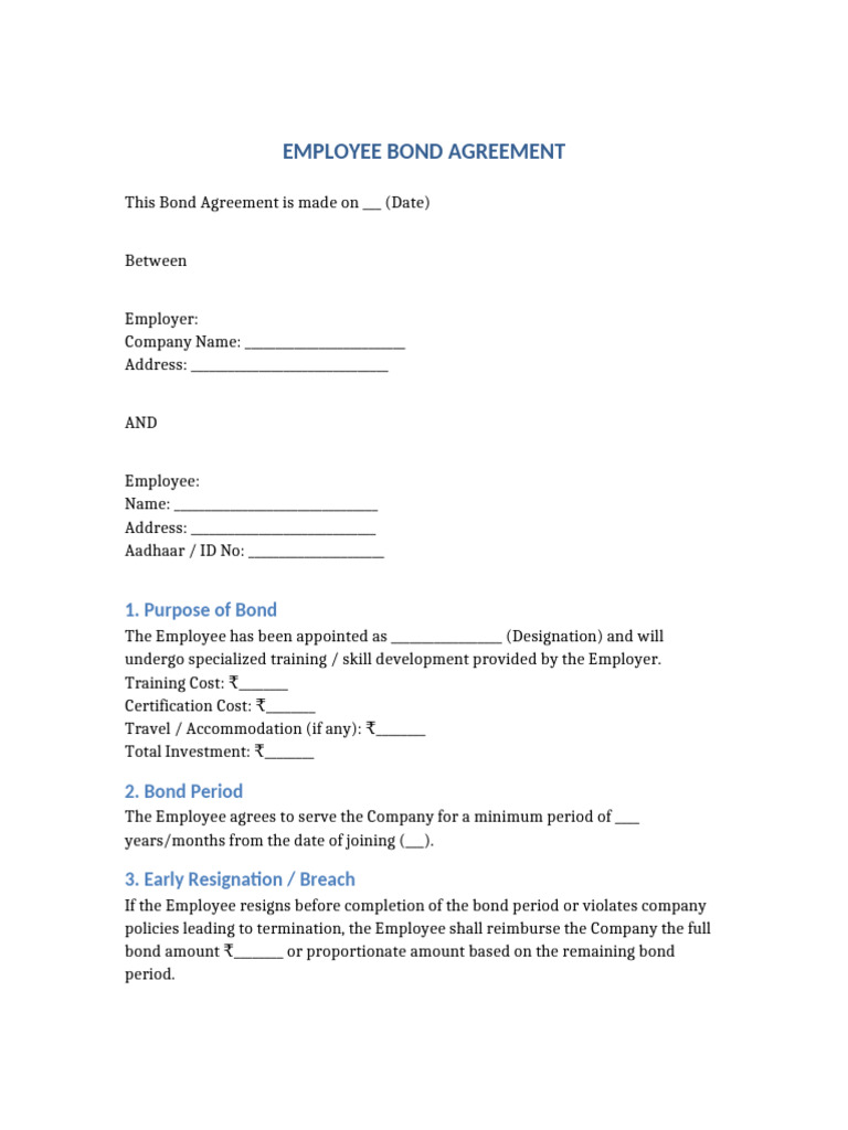 Employee Bond Agreement | PDF
