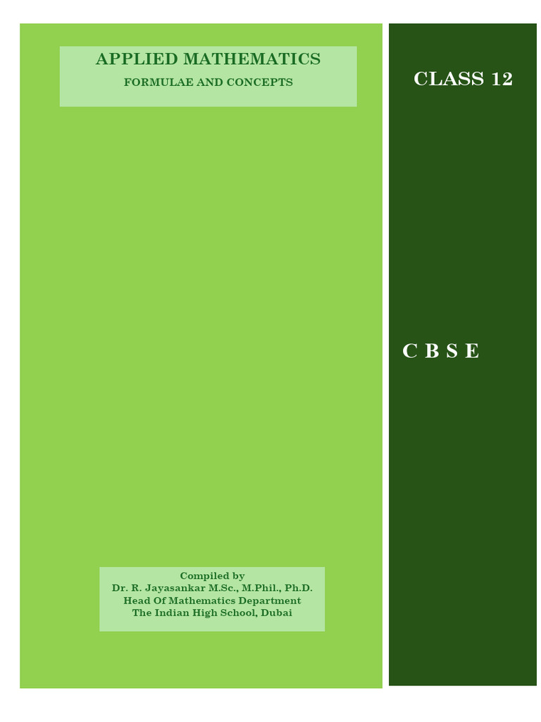 Class 12 App Math Formulae Book | PDF | Matrix (Mathematics ...