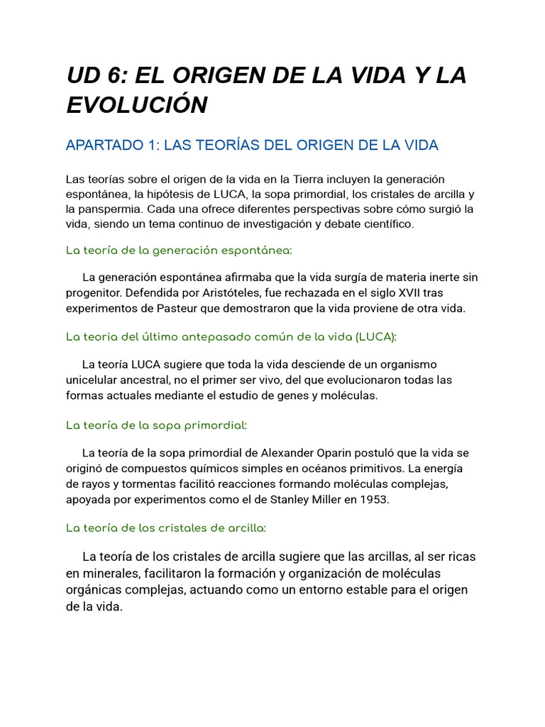 Ud 6 - El Origen de La Vida y La Evolución | PDF | Evolución | Red ...