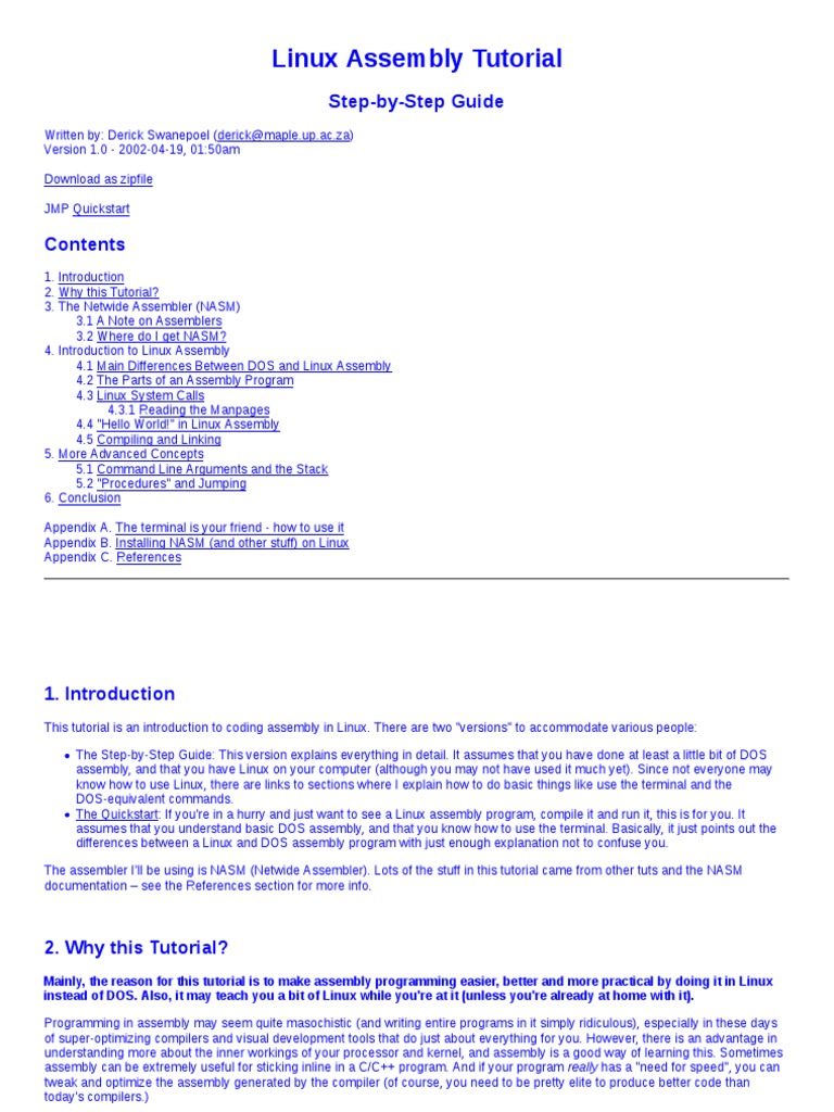 Nasm Tutorial | PDF | Assembly Language | Desktop Environment