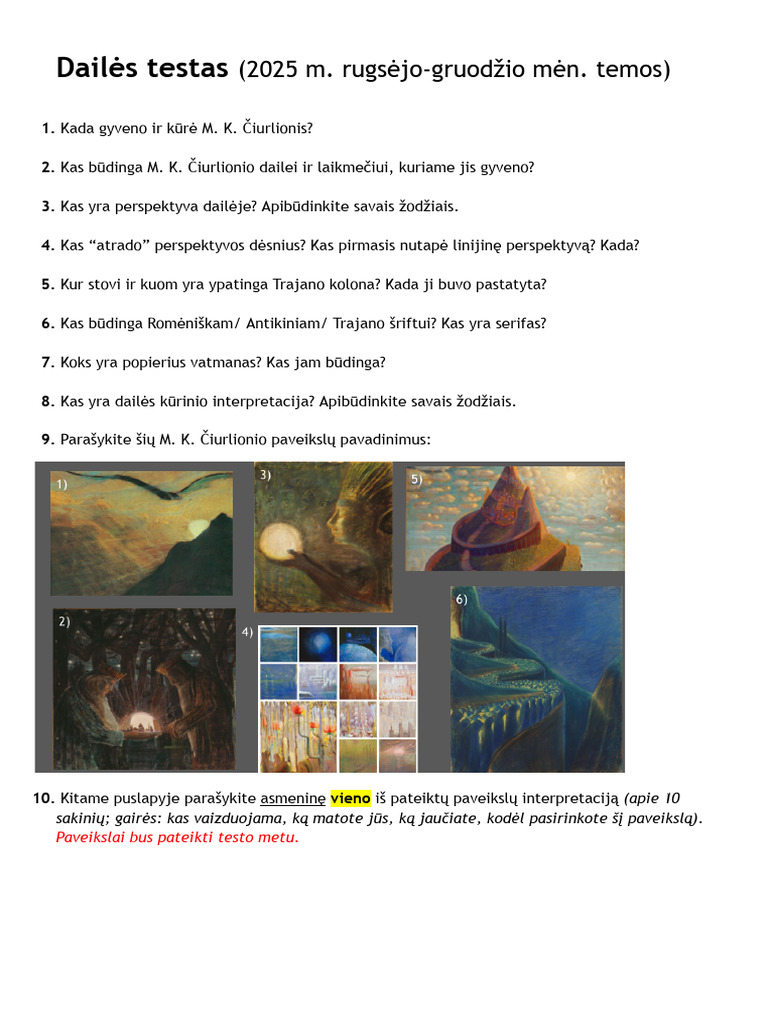 Daile - S Testas Mokiniams | PDF