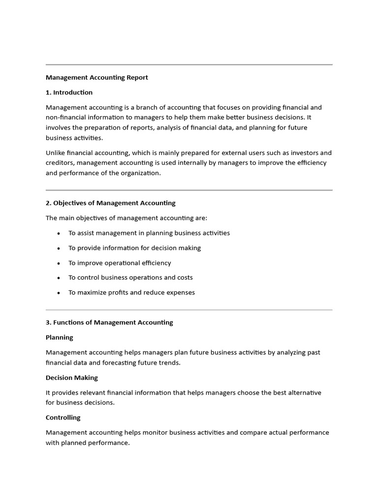 Management Accounting Report | PDF | Management Accounting | Accounting