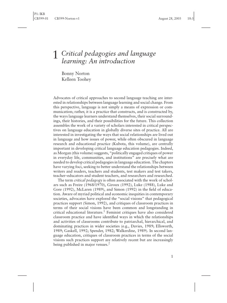 Critical Pedagogies and Language Learnin | PDF | Pedagogy | Human ...