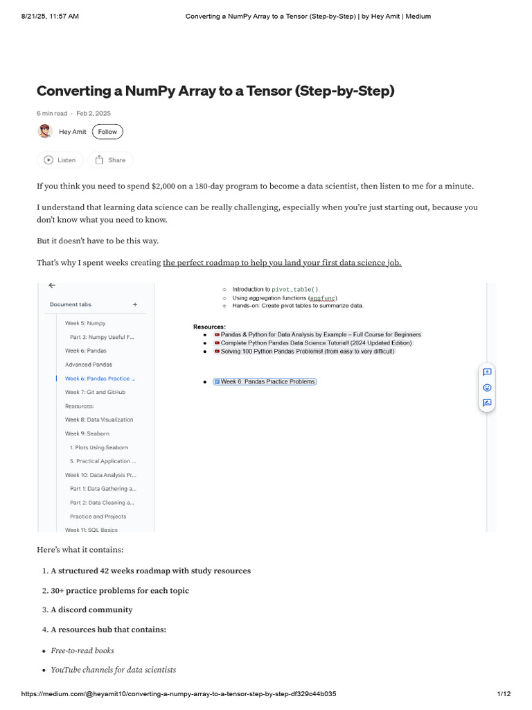 Converting A NumPy Array To A Tensor (Step-By-Step) - by Hey Amit ...
