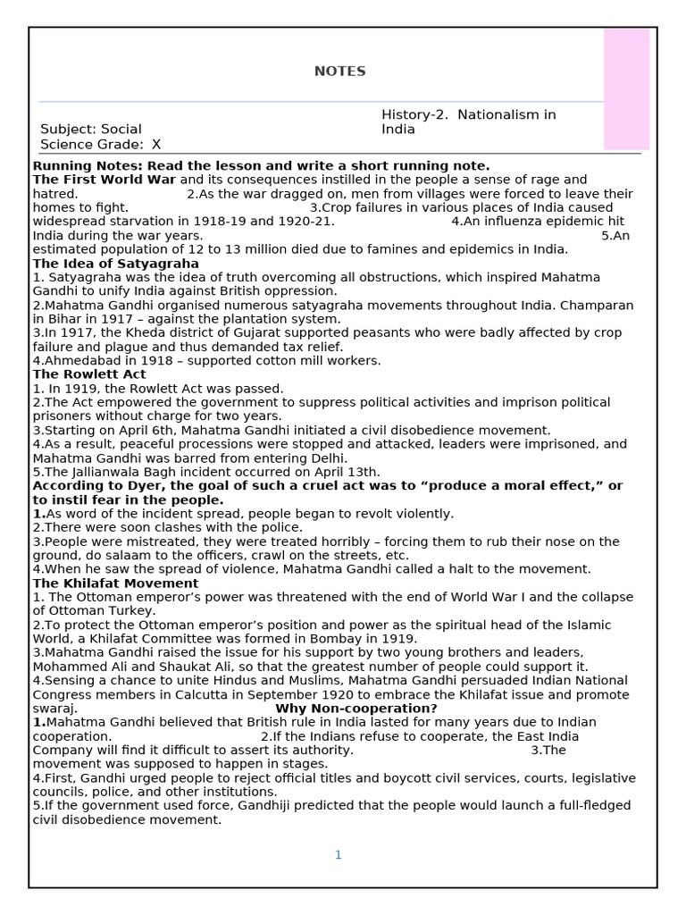 10 History-2 Notes | PDF | Mahatma Gandhi | Dalit