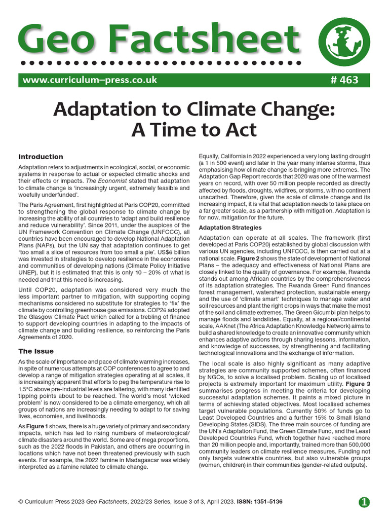 463 Adaptation To Climate Change | PDF | Climate Change | Flood