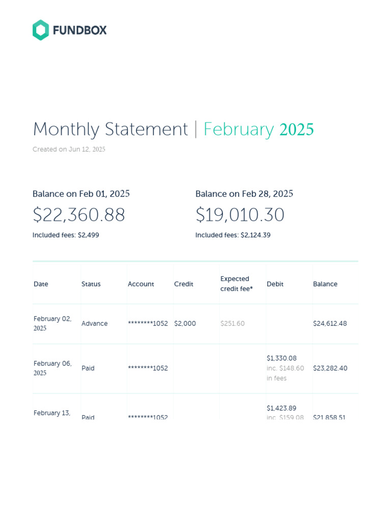 Monthly Statement Feb - 2025 | PDF