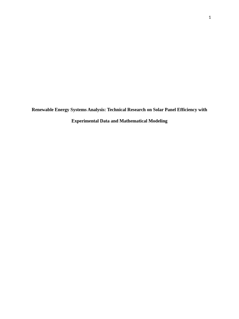 Renewable Energy Systems Analysis | PDF | Photovoltaics | Solar Cell