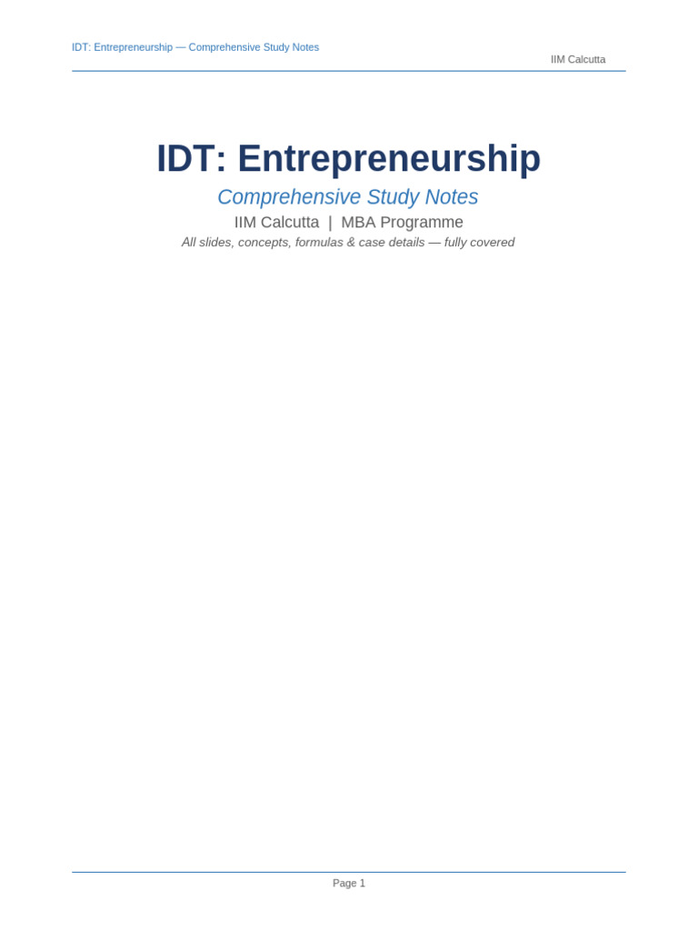 IDT Comprehensive Study Notes | PDF | Entrepreneurship | Digital Marketing