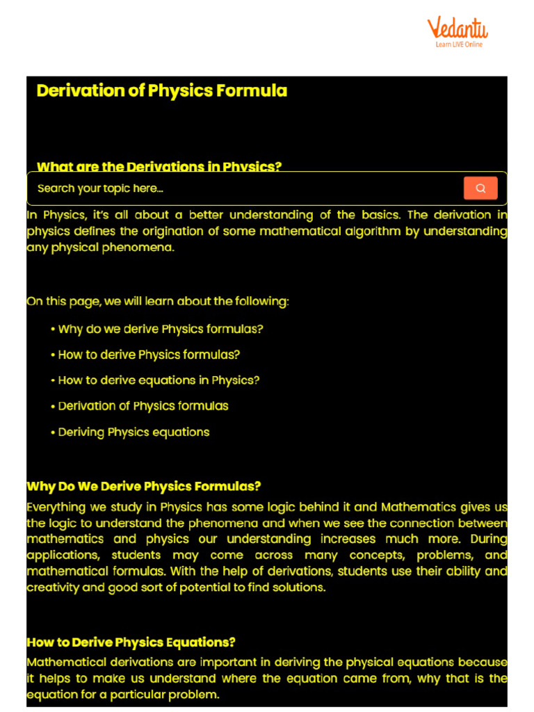 Derivation of Physics Formula | PDF